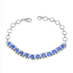 Blue Chalcedony Fitness Day Minimal Blue 925 Silver Tennis Bracelet