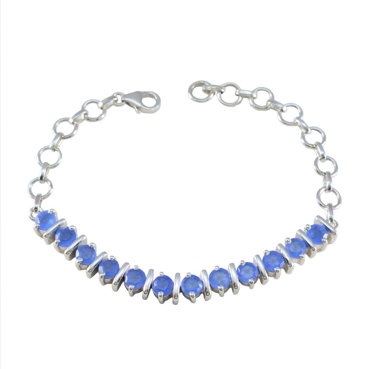 Blue Chalcedony Fitness Day Minimal Blue 925 Silver Tennis Bracelet