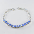 Blue Chalcedony Fitness Day Minimal Blue 925 Silver Tennis Bracelet