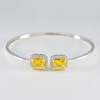 Citrine CZ Free Shipping Day Tiny Yellow Silver Bangle Bracelet