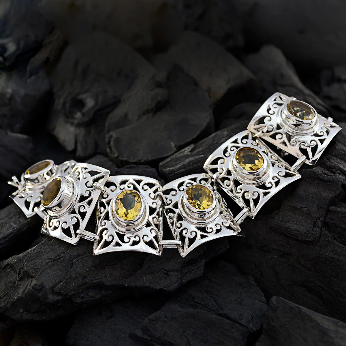 Bracelet à maillons en argent 925 jaune essentiel pour la Saint-Valentin avec citrine Image secondaire du produit