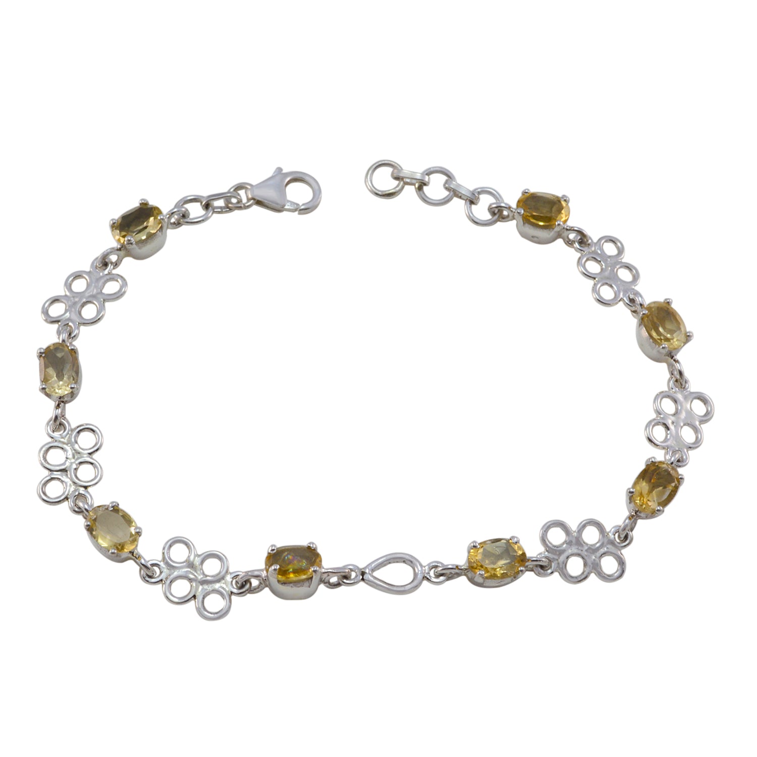 Citrine German World Children’s day Featherlight Yellow Silver Links Bracelet Immagine principale del prodotto