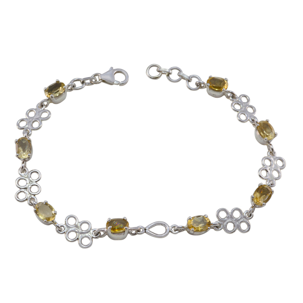 Citrine German World Children’s day Featherlight Yellow Silver Links Bracelet