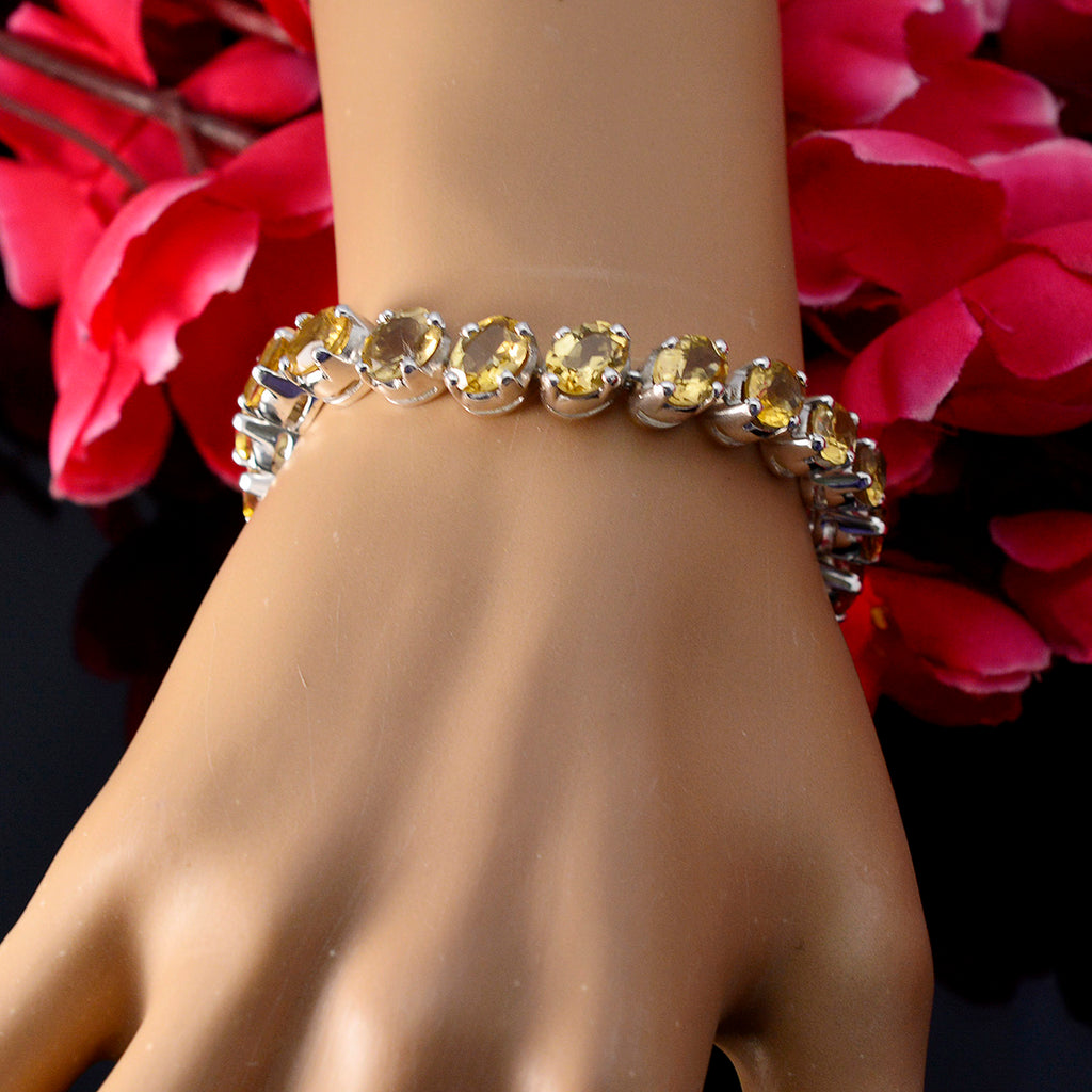 Citrine Get to Know Your Customers Day Minimal Yellow Sterling Silver Tennis Bracelet