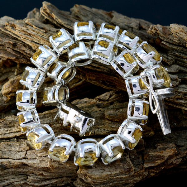 Citrine Get to Know Your Customers Day Minimal Yellow Sterling Silver Tennis Bracelet