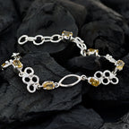 Citrine Gift Slim Yellow 925 Silver Links Bracelet