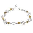 Citrine Gift Slim Yellow 925 Silver Links Bracelet