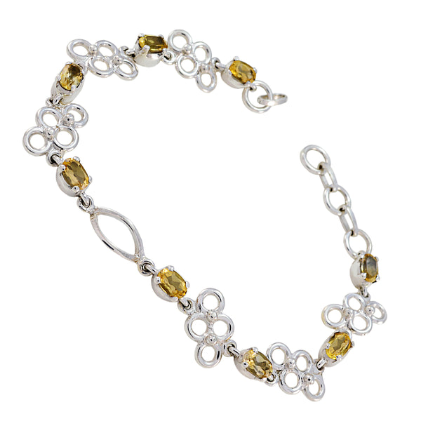 Citrine Gift Slim Yellow 925 Silver Links Bracelet