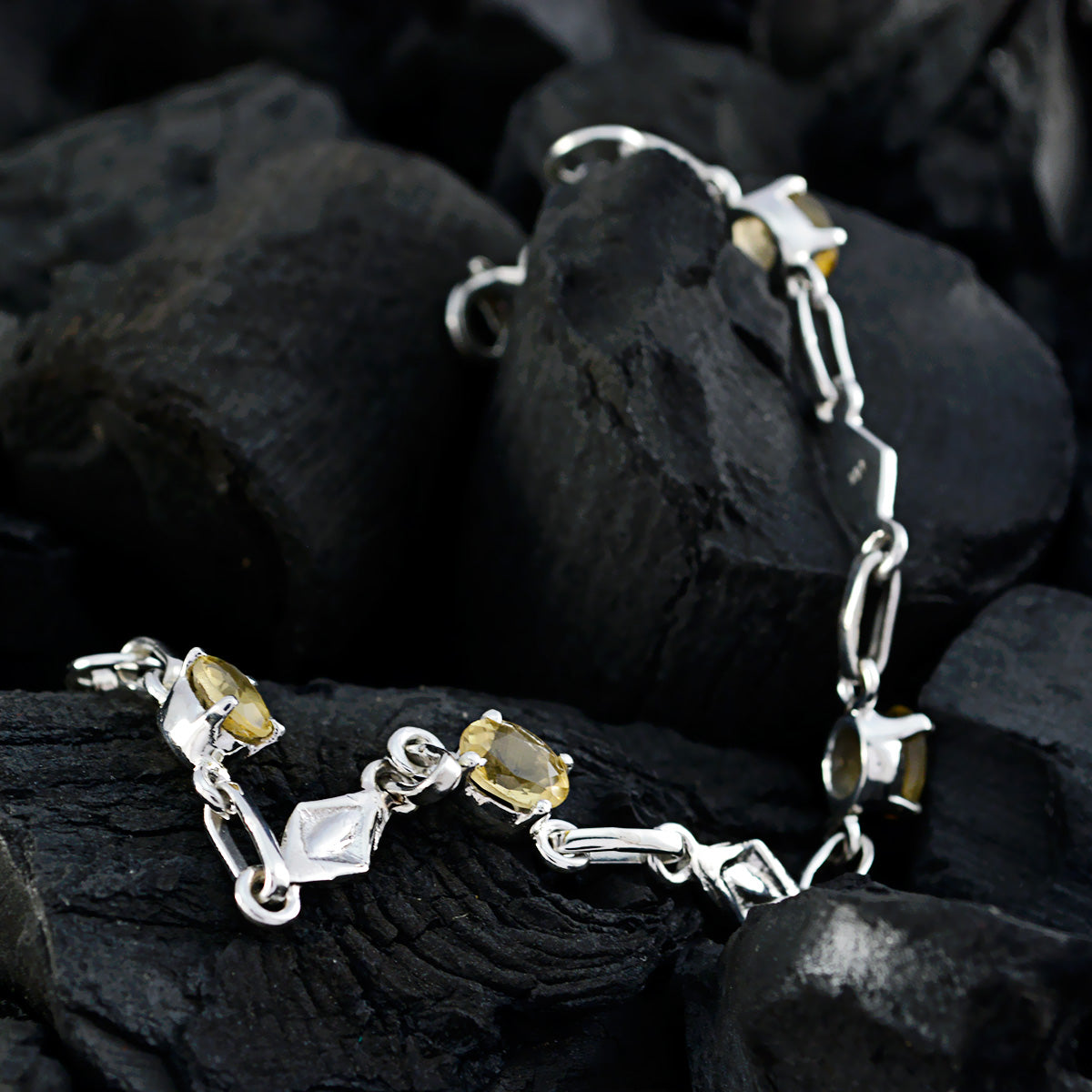 Citrine gift for Friend Delicate Yellow Silver Links Bracelet Secondary image
