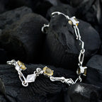 Citrine gift for Friend Delicate Yellow Silver Links Bracelet