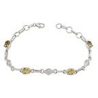 Citrine gift for Friend Delicate Yellow Silver Links Bracelet