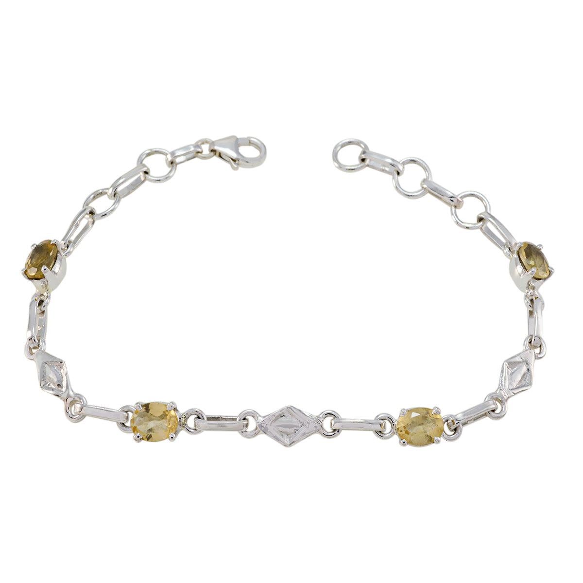 Citrine gift for Friend Delicate Yellow Silver Links Bracelet