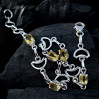 Citrine gift for girlfriend Delicate Yellow Sterling Silver Links Bracelet