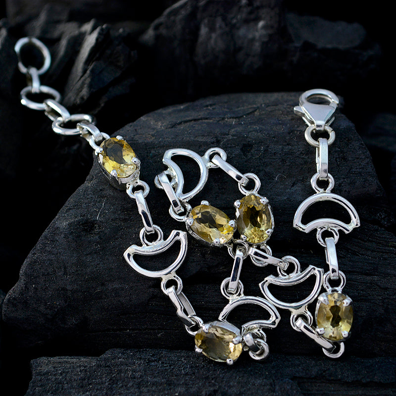 Citrine gift for girlfriend Delicate Yellow Sterling Silver Links Bracelet