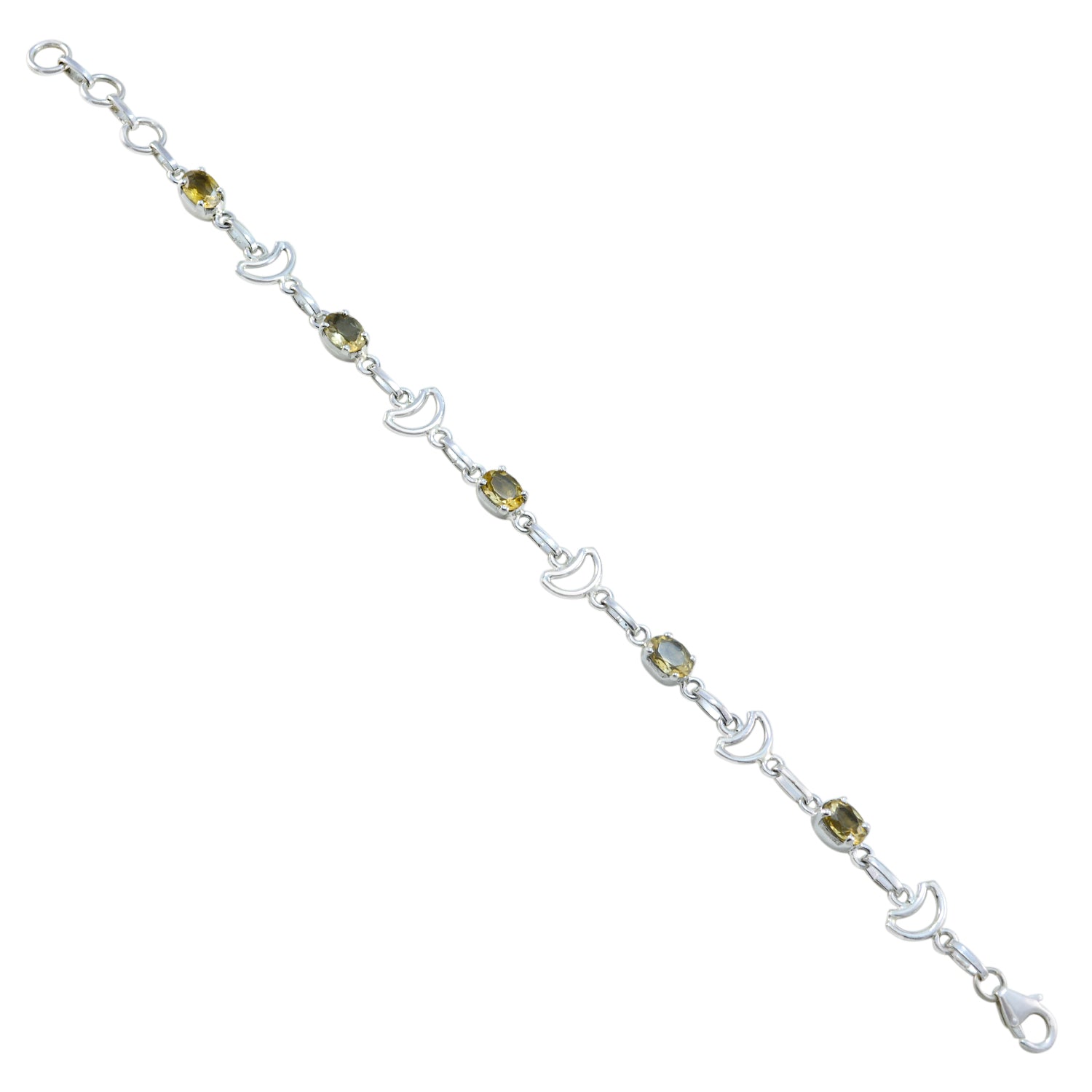Citrine gift for girlfriend Delicate Yellow Sterling Silver Links Bracelet Immagine principale del prodotto