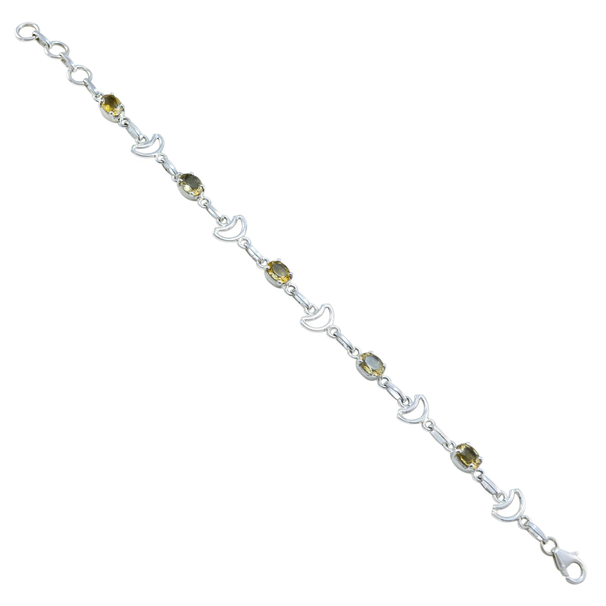Citrine gift for girlfriend Delicate Yellow Sterling Silver Links Bracelet