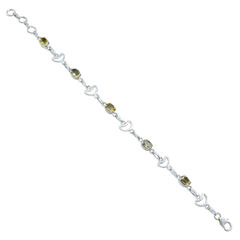 Citrine gift for girlfriend Delicate Yellow Sterling Silver Links Bracelet