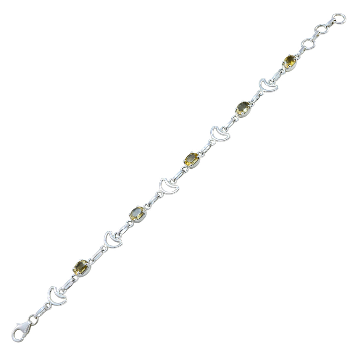 Bracciale con maglie in argento sterling giallo delicato e citrino, regalo per la fidanzata Immagine secondaria del prodotto