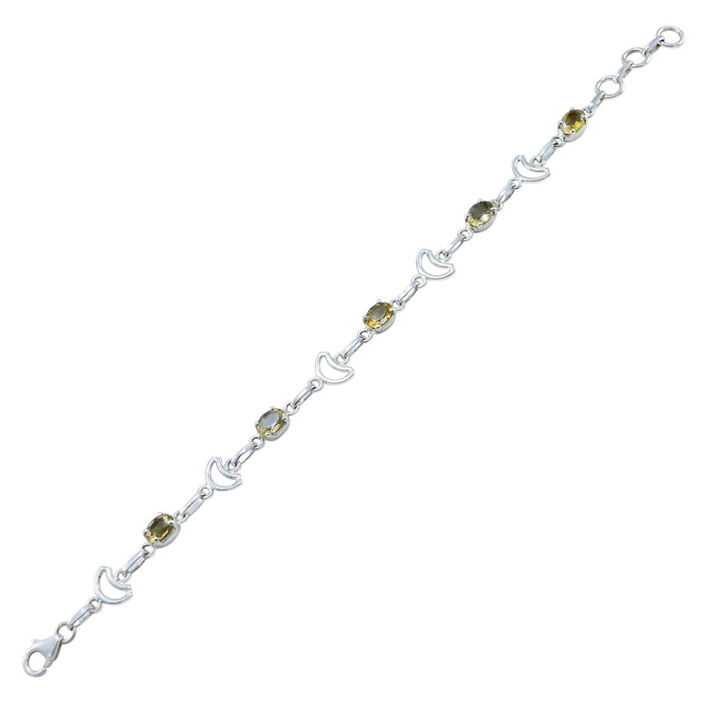 Citrine gift for girlfriend Delicate Yellow Sterling Silver Links Bracelet