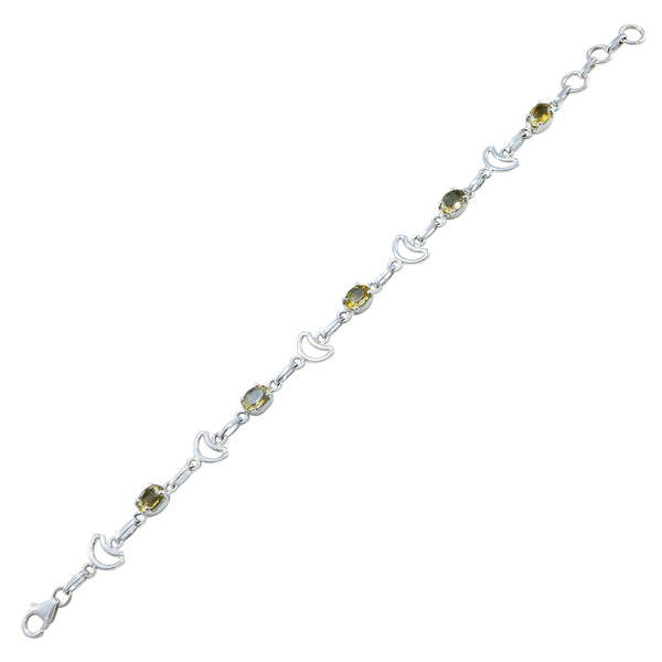 Citrine gift for girlfriend Delicate Yellow Sterling Silver Links Bracelet