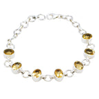 Citrine Gift for Her Featherlight Yellow 925 Silver Links Bracelet