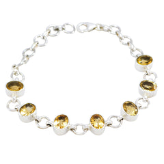 Citrine Gift for Her Featherlight Yellow 925 Silver Links Bracelet