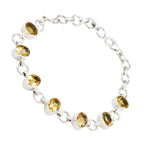 Citrine Gift for Her Featherlight Yellow 925 Silver Links Bracelet