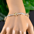 Citrine gift for Sister Mid-weight Yellow Silver Links Bracelet