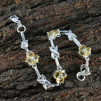 Citrine gift for Sister Mid-weight Yellow Silver Links Bracelet