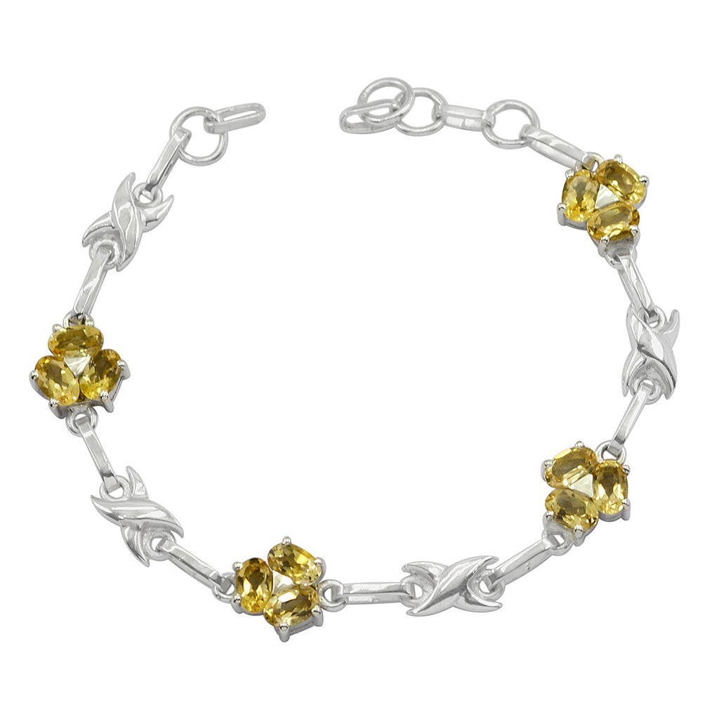 Citrine gift for Sister Mid-weight Yellow Silver Links Bracelet