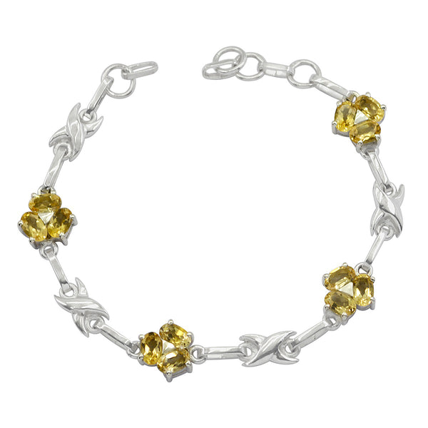 Citrine gift for Sister Mid-weight Yellow Silver Links Bracelet