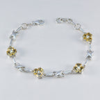 Citrine gift for Sister Mid-weight Yellow Silver Links Bracelet