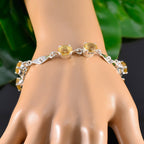 Citrine Gift for Wife Slim Yellow Sterling Silver Links Bracelet
