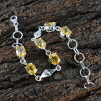 Citrine Gift for Wife Slim Yellow Sterling Silver Links Bracelet