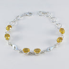 Citrine Gift for Wife Slim Yellow Sterling Silver Links Bracelet
