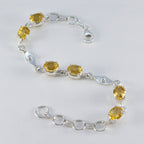 Citrine Gift for Wife Slim Yellow Sterling Silver Links Bracelet