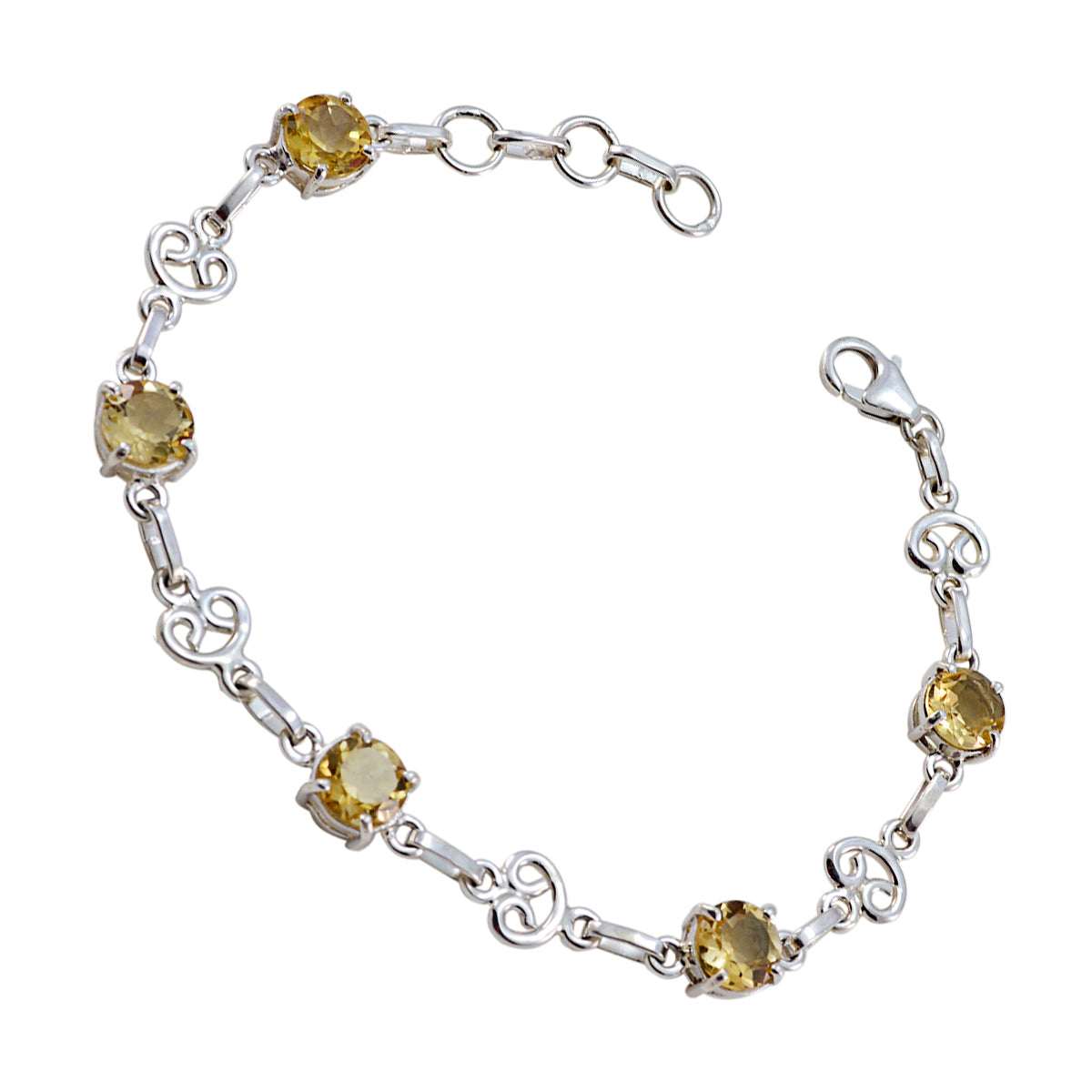 Citrine Ginuary Dainty Yellow 92.5 Silver Links Bracelet