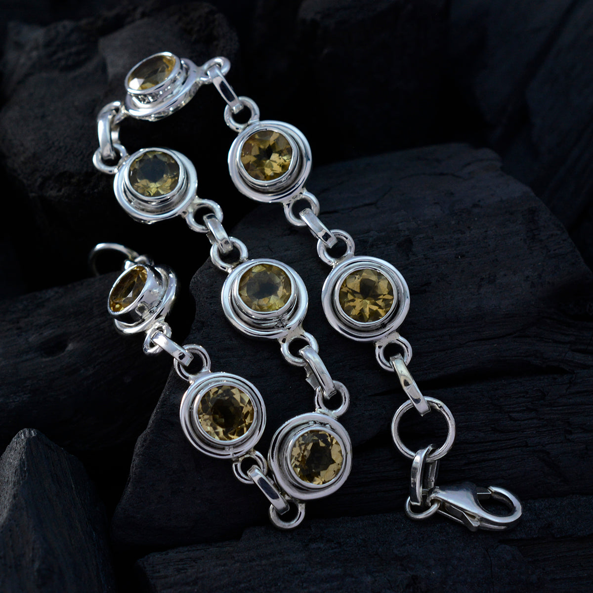Citrine Giving Tuesday Featherlight Yellow Silver Links Bracelet
