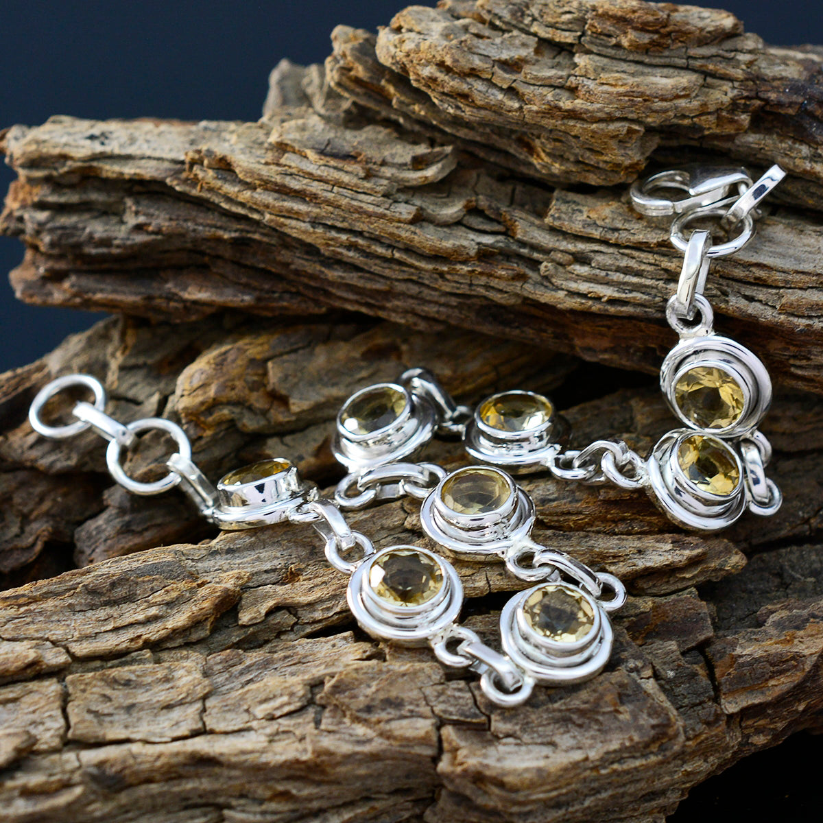 Citrine Giving Tuesday Featherlight Yellow Silver Links Bracelet