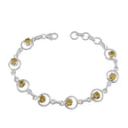 Citrine Glam Whisper-thin Yellow Sterling Silver Links Bracelet