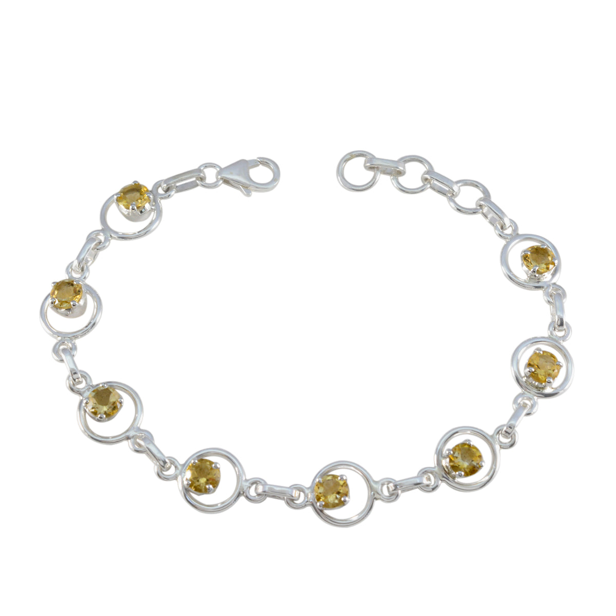 Citrine Glam Whisper-thin Yellow Sterling Silver Links Bracelet