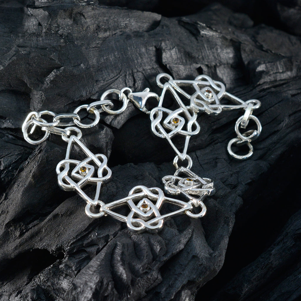 Citrine Glamour Featherlight Yellow 925 Silver Links Bracelet