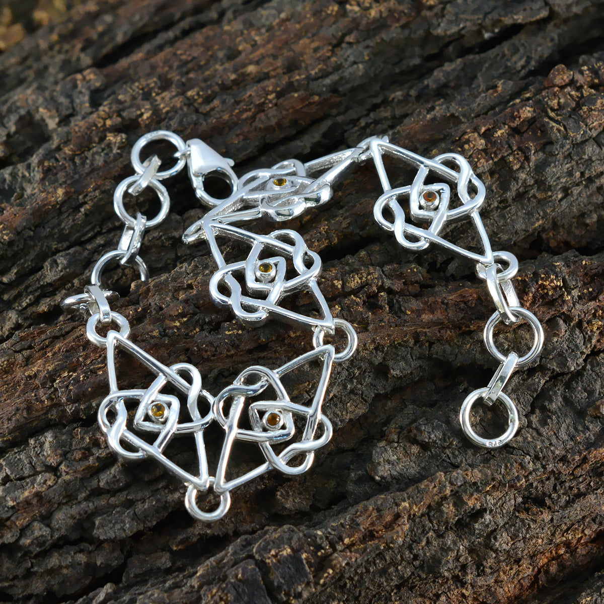 Citrine Glamour Featherlight Yellow 925 Silver Links Bracelet