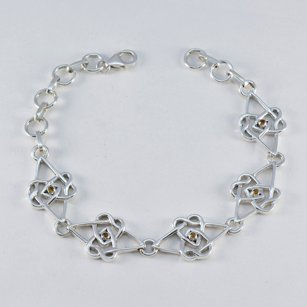 Citrine Glamour Featherlight Yellow 925 Silver Links Bracelet