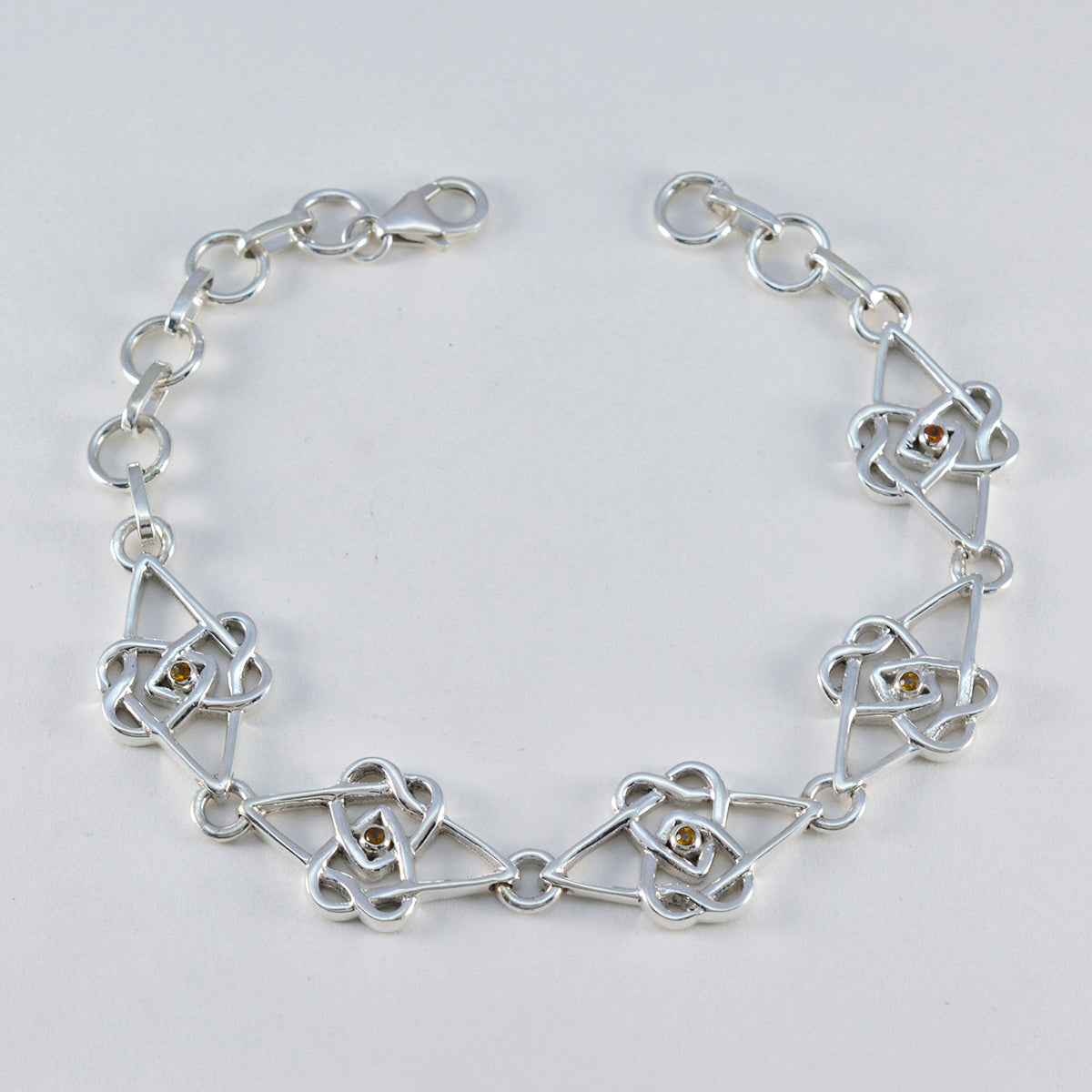 Citrine Glamour Featherlight Yellow 925 Silver Links Bracelet