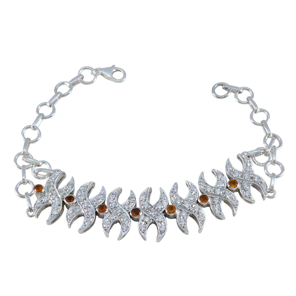 Citrine Glastonbury Festival Classic Yellow Silver Tennis Bracelet