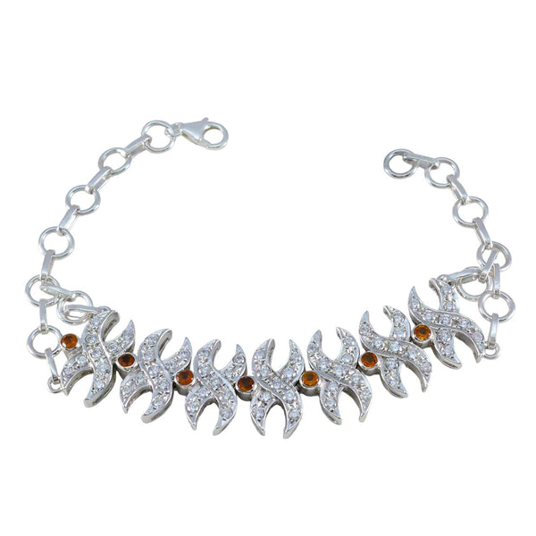 Citrine Glastonbury Festival Classic Yellow Silver Tennis Bracelet