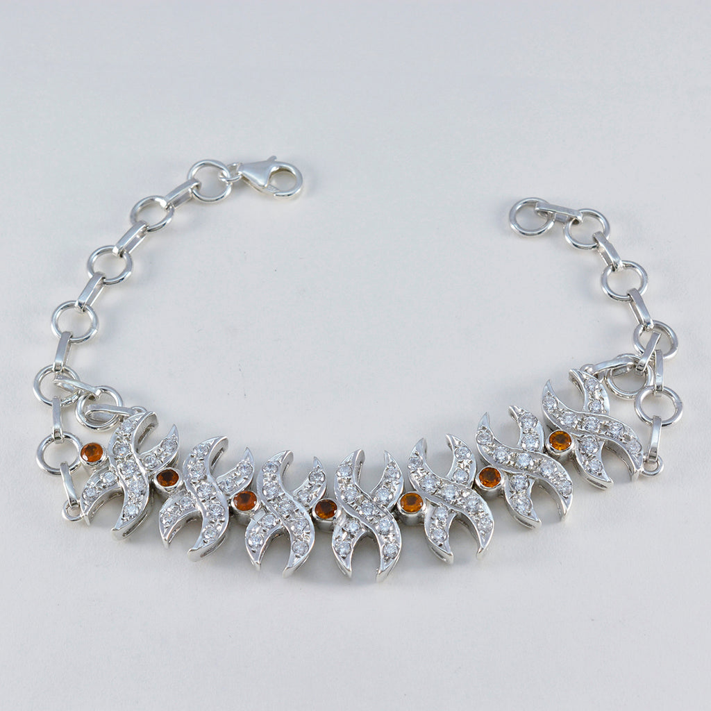 Citrine Glastonbury Festival Classic Yellow Silver Tennis Bracelet