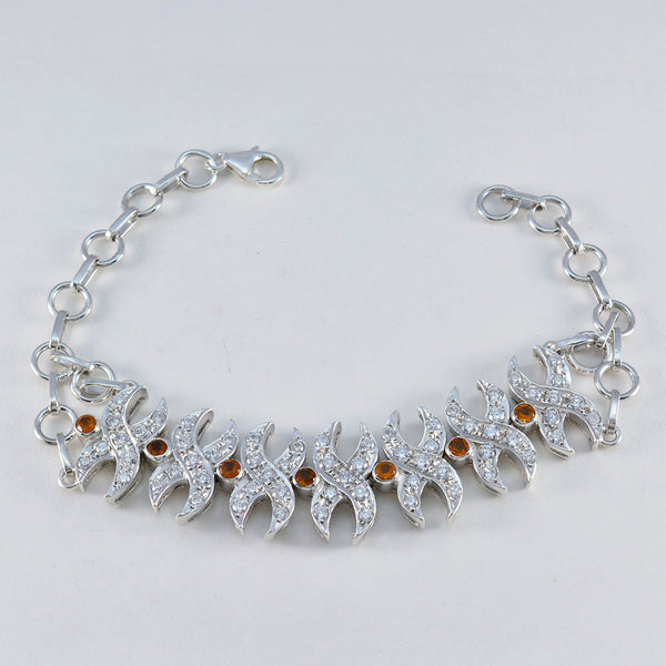 Citrine Glastonbury Festival Classic Yellow Silver Tennis Bracelet