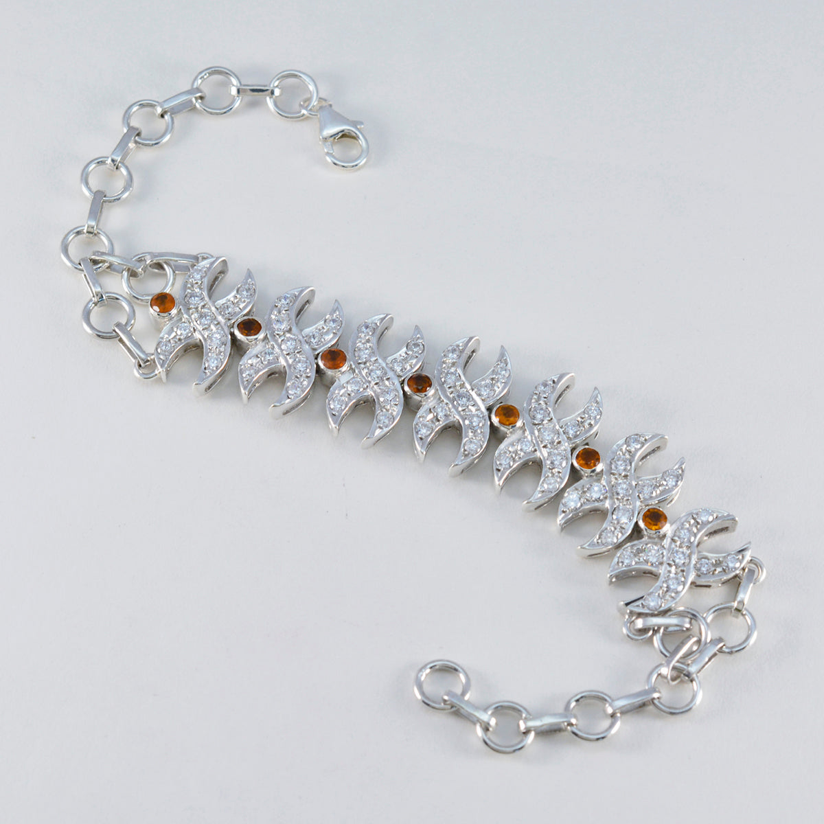 Citrine Glastonbury Festival Classic Yellow Silver Tennis Bracelet